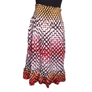 Catch My i - Colorful Dot Illustion looking Gypsy Skirt - Medium Length - Womens